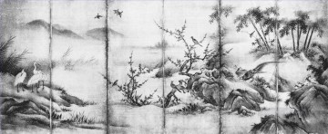 Japanese Painting - vier jahreszeiten Kano Motonobu Japanese